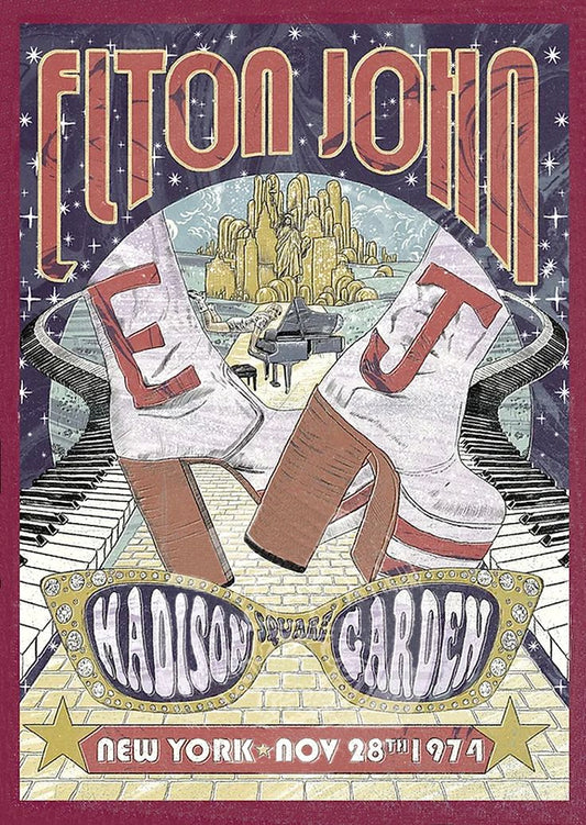Concert poster with multiple size and finish options. Elton John 1973 Madison Square Garden