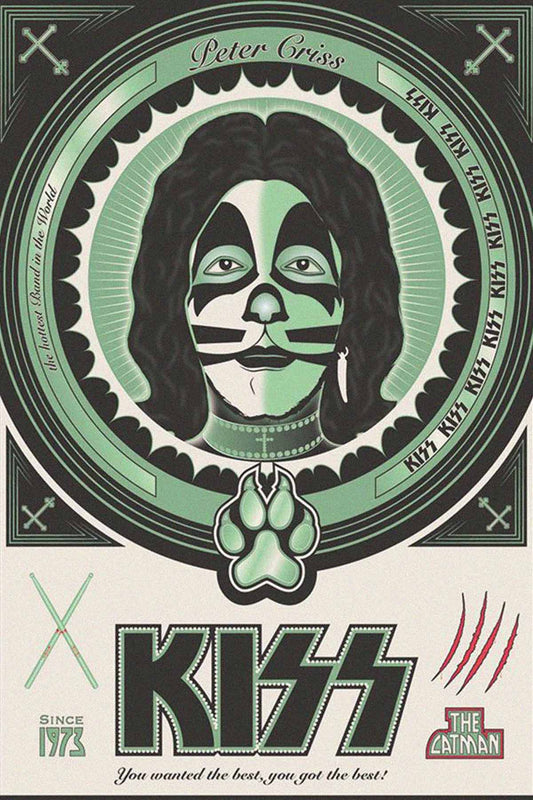 Concert poster with multiple size and finish options. Kiss Peter Criss the Catman