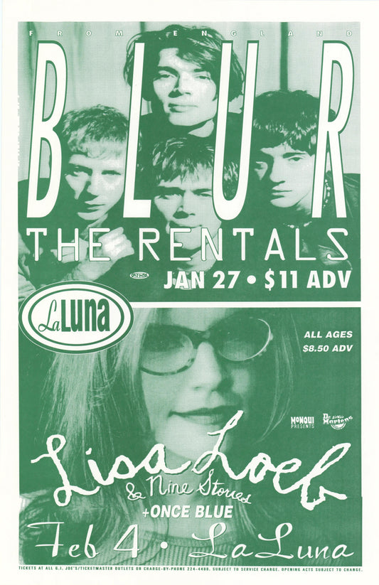 Concert poster with multiple size and finish options. Blur and Lisa Loeb