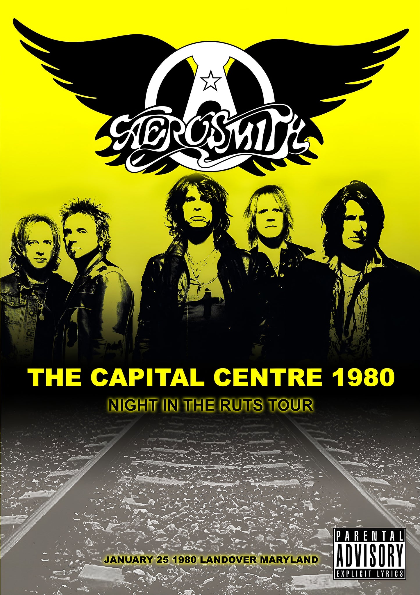 Concert poster with multiple size and finish options. Aerosmith Capitol Centre 1980