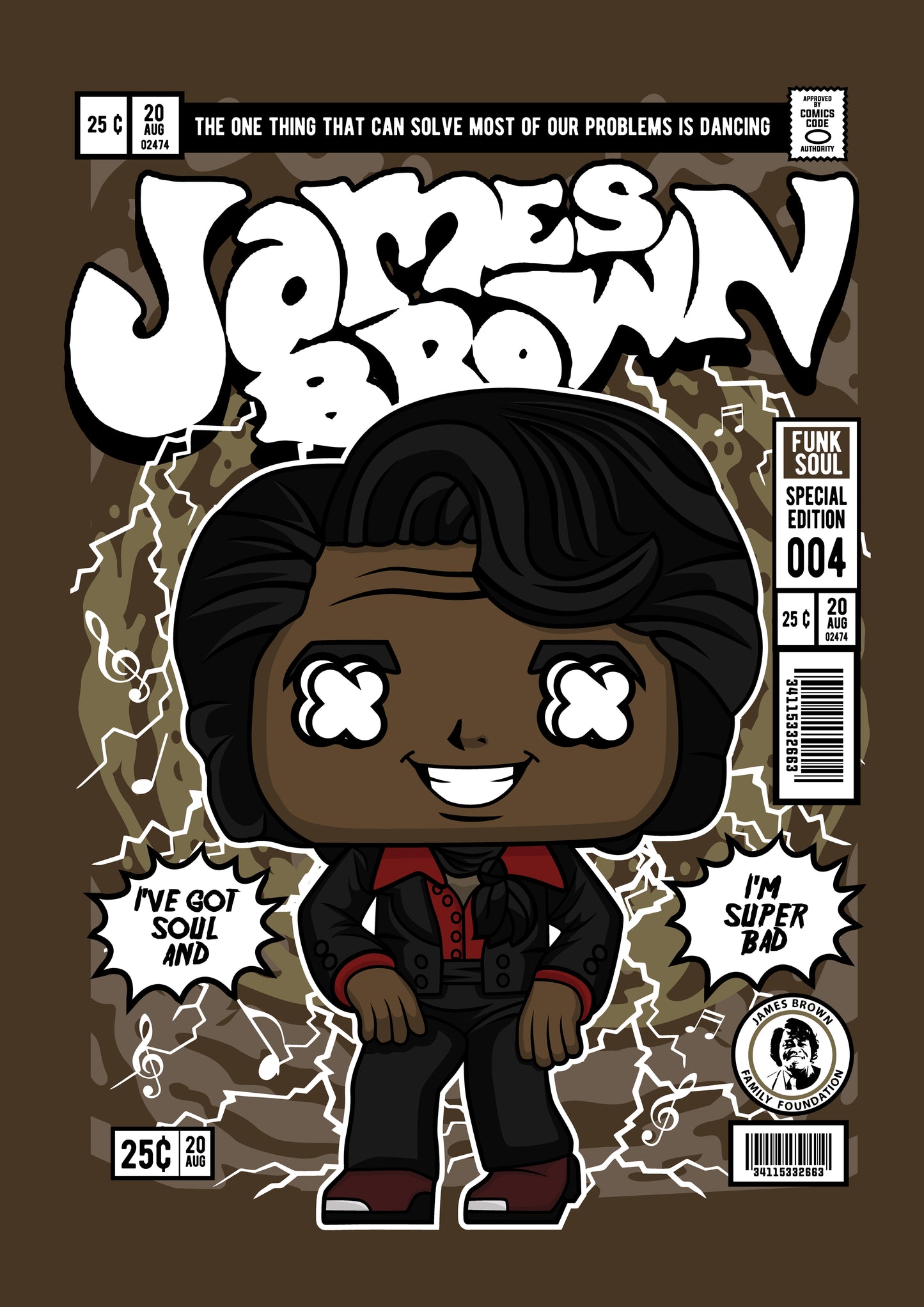 Funko Pop poster with multiple size and finish options. James Brown