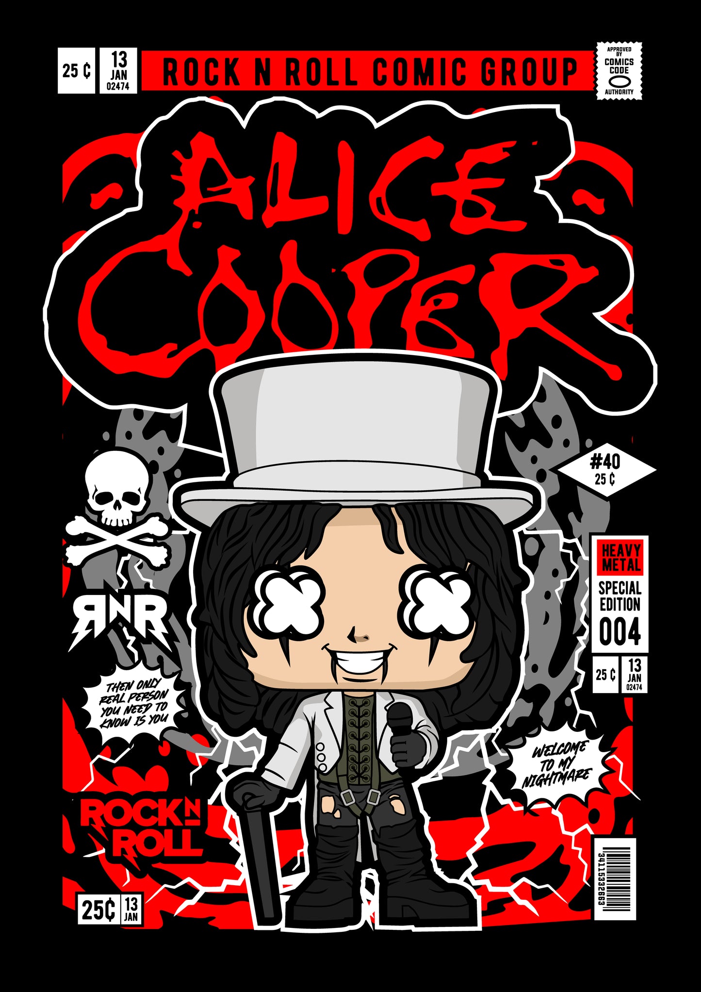 Funko Pop poster with multiple size and finish options. Alice Cooper