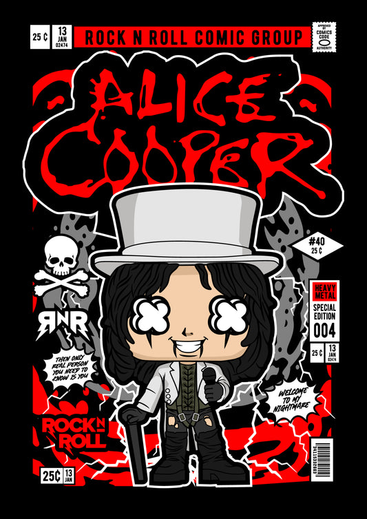 Funko Pop poster with multiple size and finish options. Alice Cooper