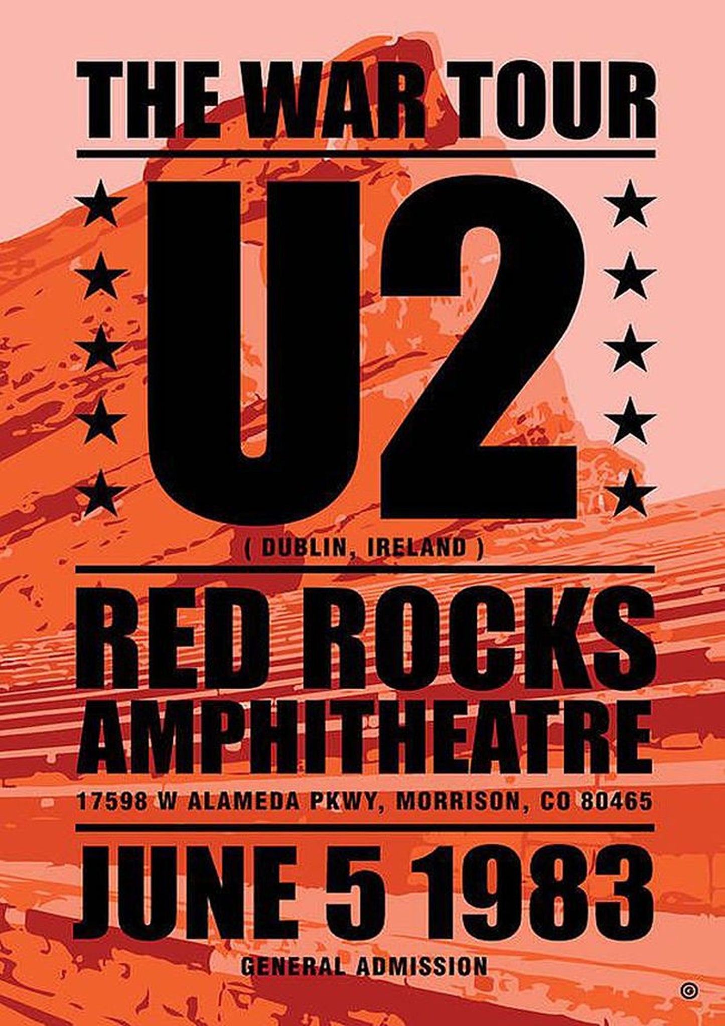Concert poster with multiple size and finish options. U2 Red Rocks Amphitheatre