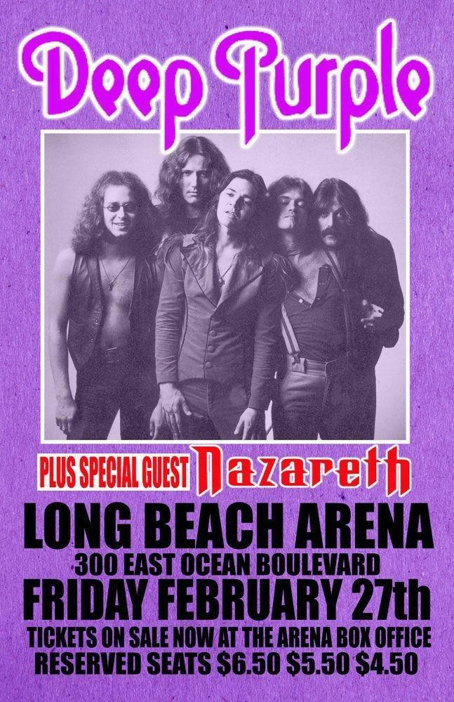 Concert poster with multiple size and finish options. Deep Purple and Nazareth Long Beach Arena
