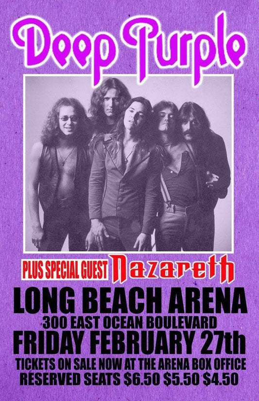 Concert poster with multiple size and finish options. Deep Purple and Nazareth Long Beach Arena