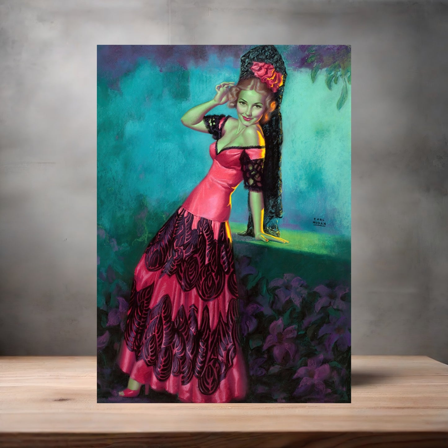 Earl Moran Pin-up girl poster with multiple size and finish options. Spanish Dancer