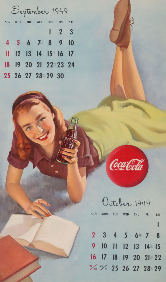 Gil Elvgren Pin-up girl poster with multiple size and finish options. 1949 Coca-Cola Calendar Sep Oct
