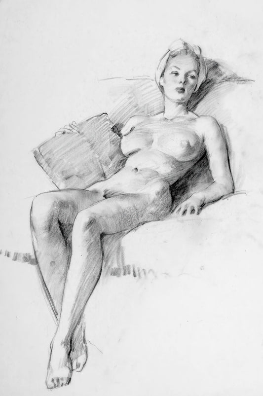 Gil Elvgren Pin-up girl sketch poster with multiple size and finish options. Honey, What would you like