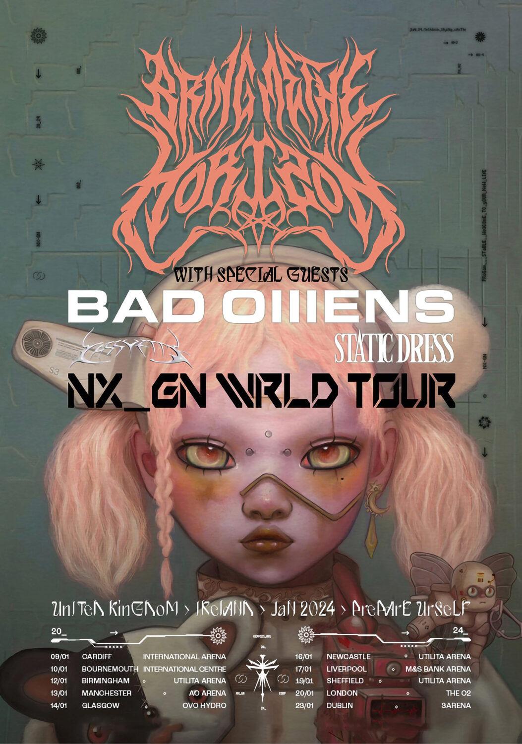 Concert poster with multiple size and finish options. Bring me the Horizon and Bad Omens