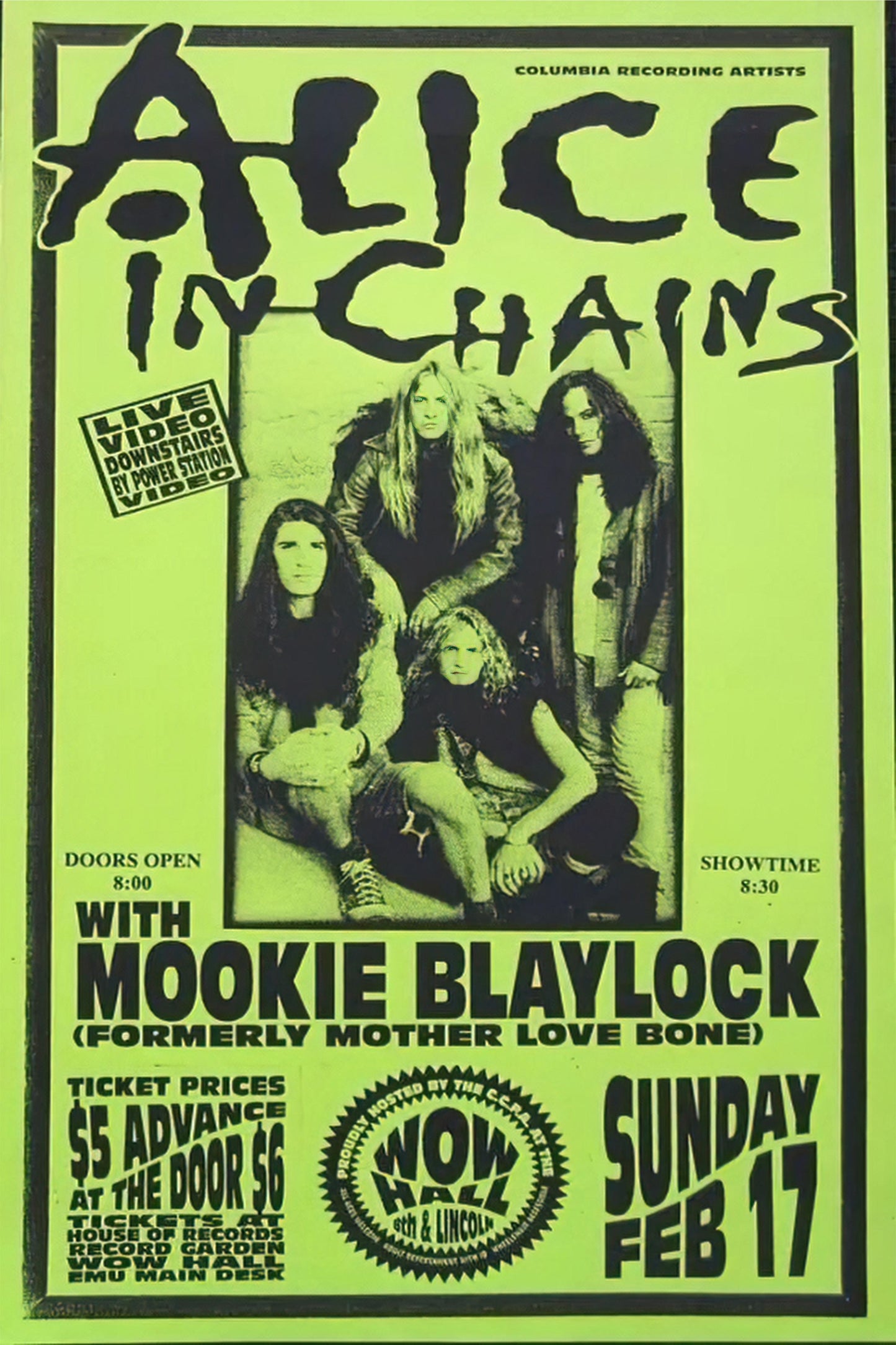 Concert poster with multiple size and finish options. Alice in Chains with Mookie Blaylock v2