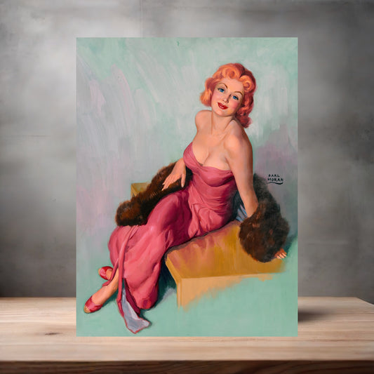 Earl Moran Pin-up girl poster with multiple size and finish options. Made in the USA
