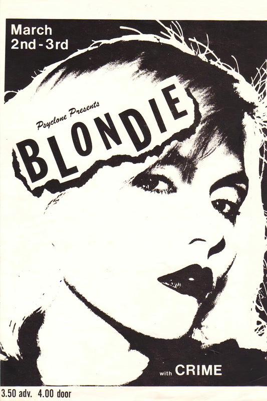Concert poster with multiple size and finish options. Blondie with Crime