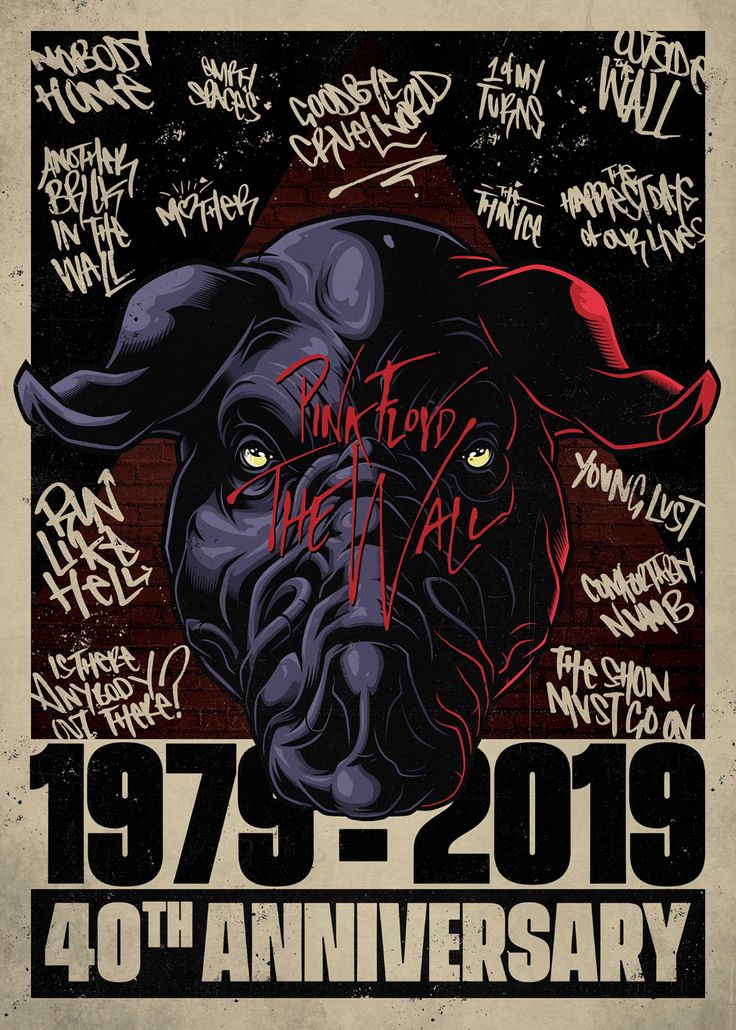 Concert poster with multiple size and finish options. Pink Floyd The Wall 40th Anniversary