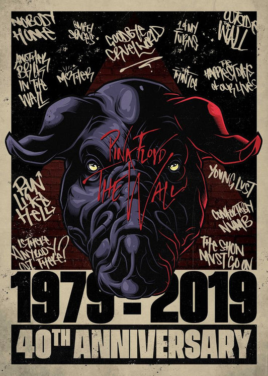 Concert poster with multiple size and finish options. Pink Floyd The Wall 40th Anniversary