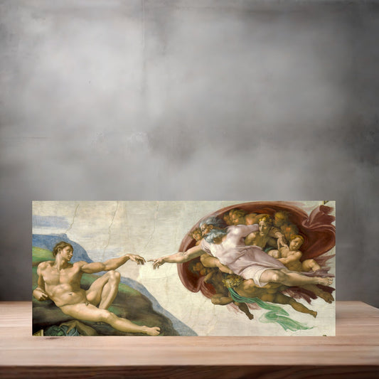 Museum painting poster with multiple size and finish options. Michelangelo, the Creation of Adam
