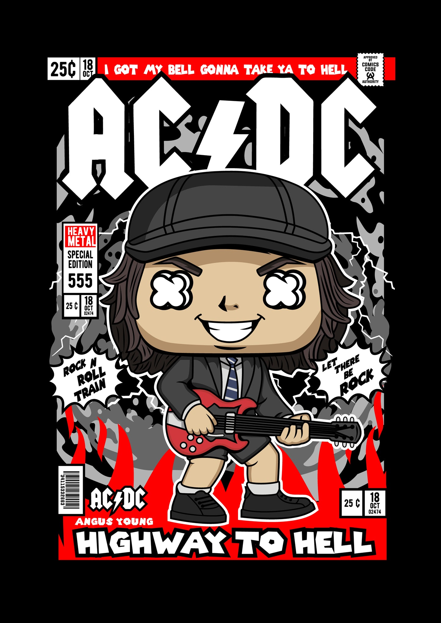 Funko Pop poster with multiple size and finish options. AC/DC v2