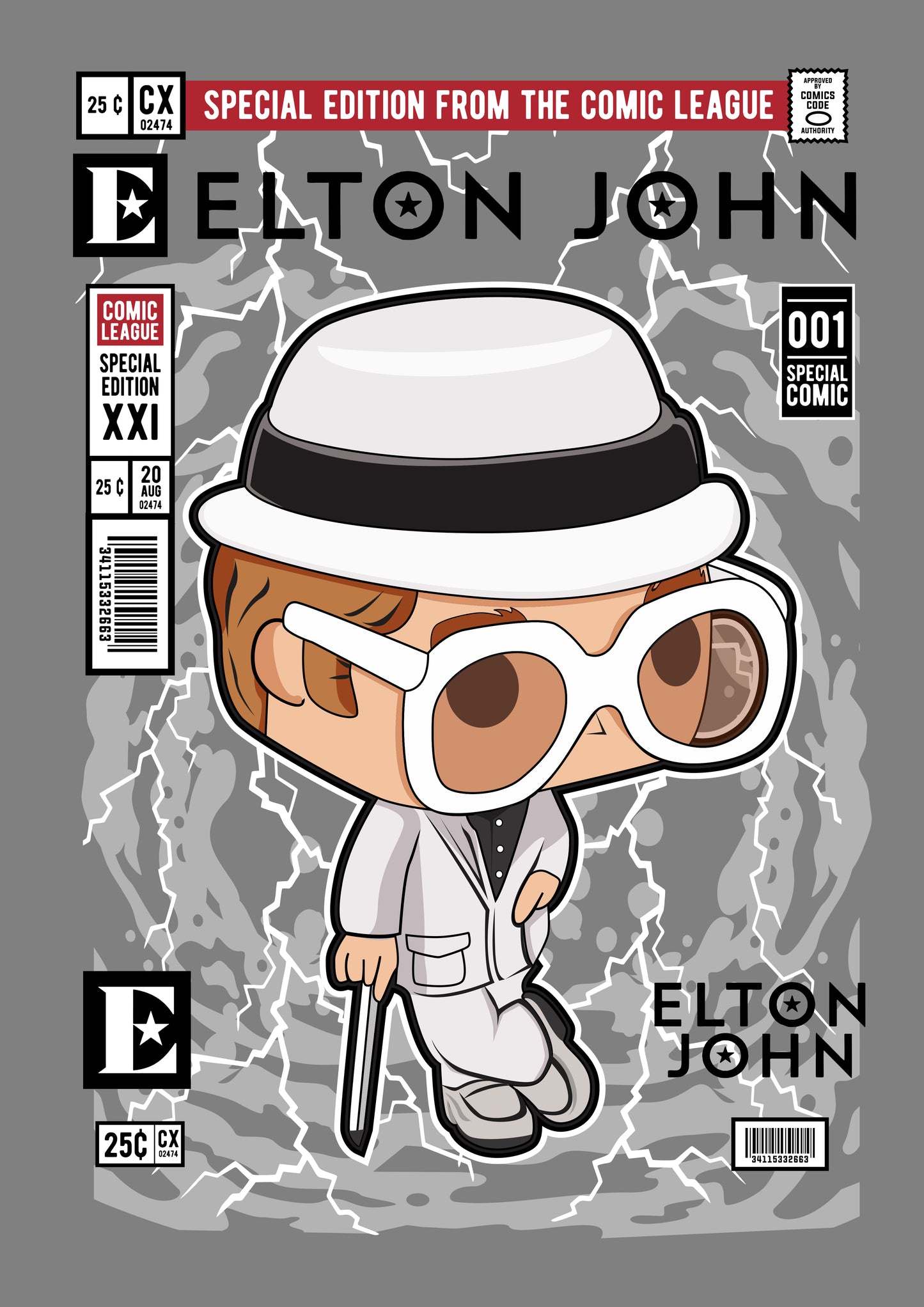 Funko Pop poster with multiple size and finish options. Elton John