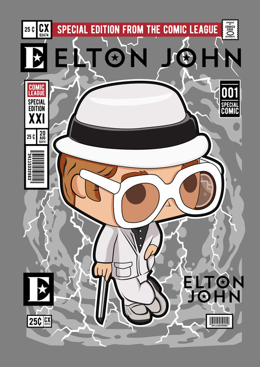 Funko Pop poster with multiple size and finish options. Elton John