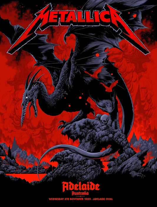 Metallica concert poster with multiple size and finish options. A5