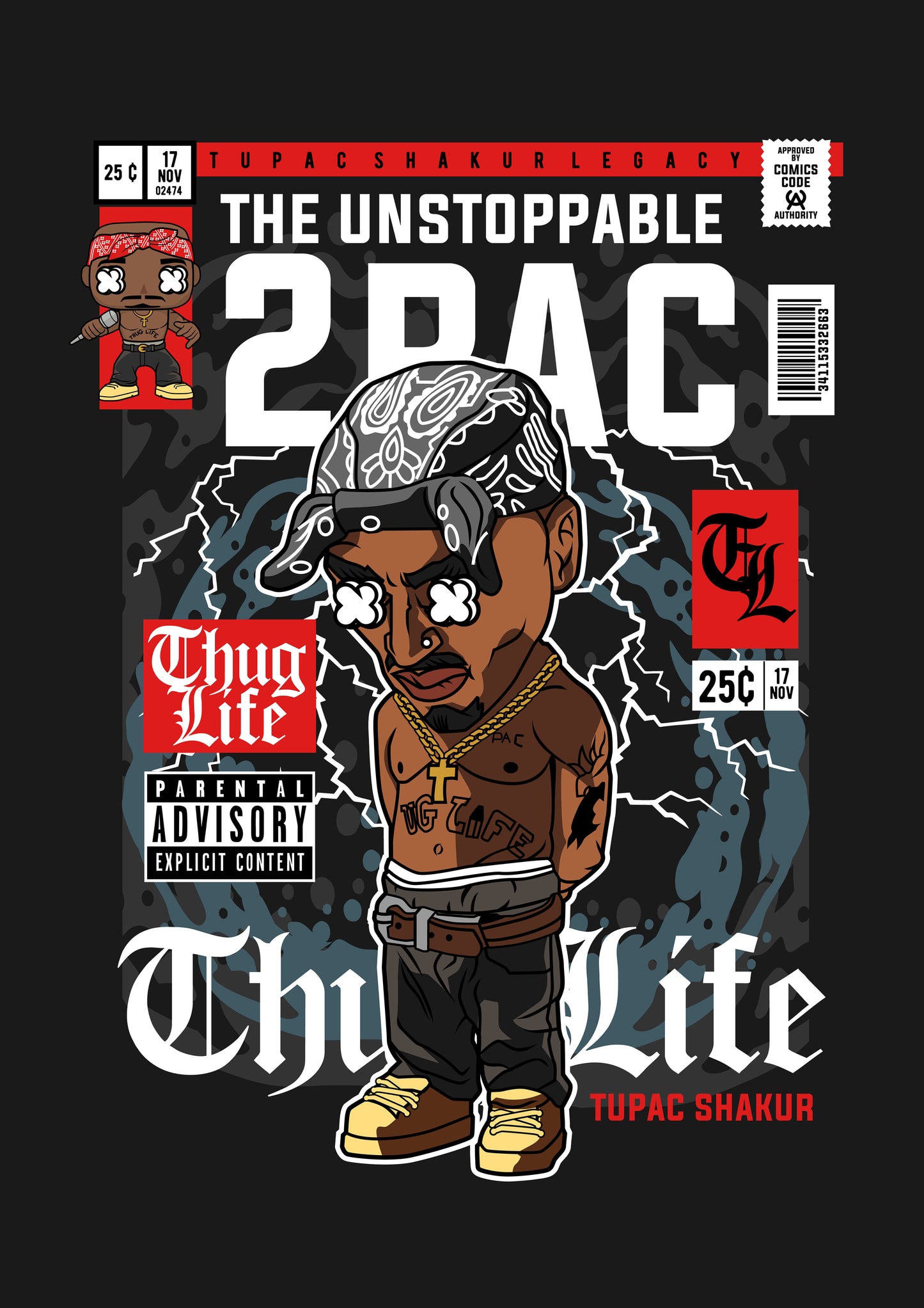 Funko Pop poster with multiple size and finish options. 2Pac,  Tupac Shakur