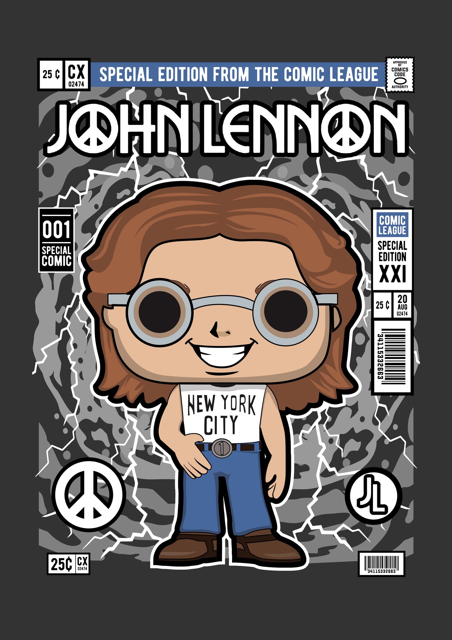 Funko Pop poster with multiple size and finish options. John Lennon