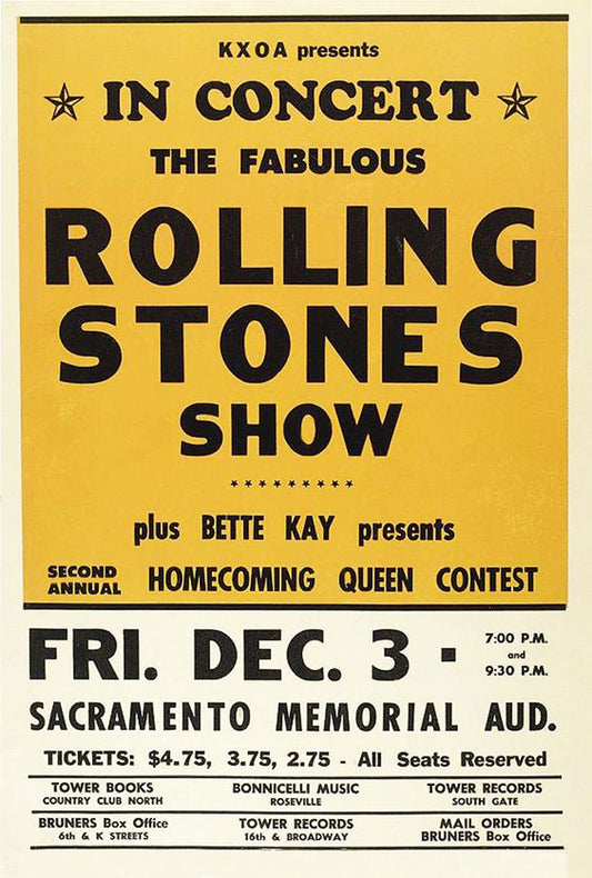 Concert poster with multiple size and finish options. The Rolling Stones Sacramento Memorial