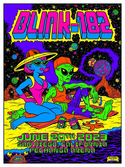 Concert poster with multiple size and finish options. Blink-182 San Diego