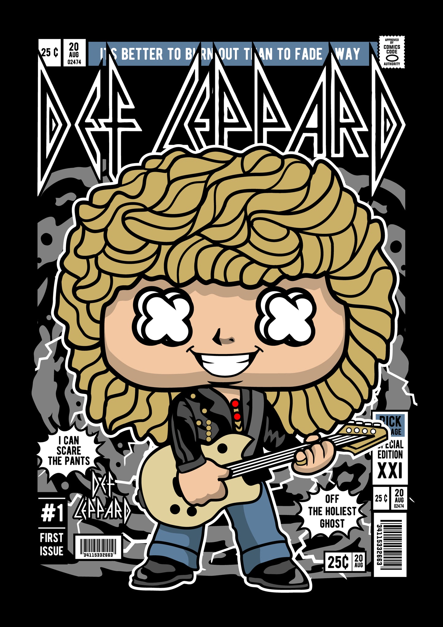 Funko Pop poster with multiple size and finish options. Def Leppard