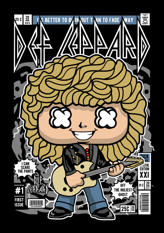 Funko Pop poster with multiple size and finish options. Def Leppard