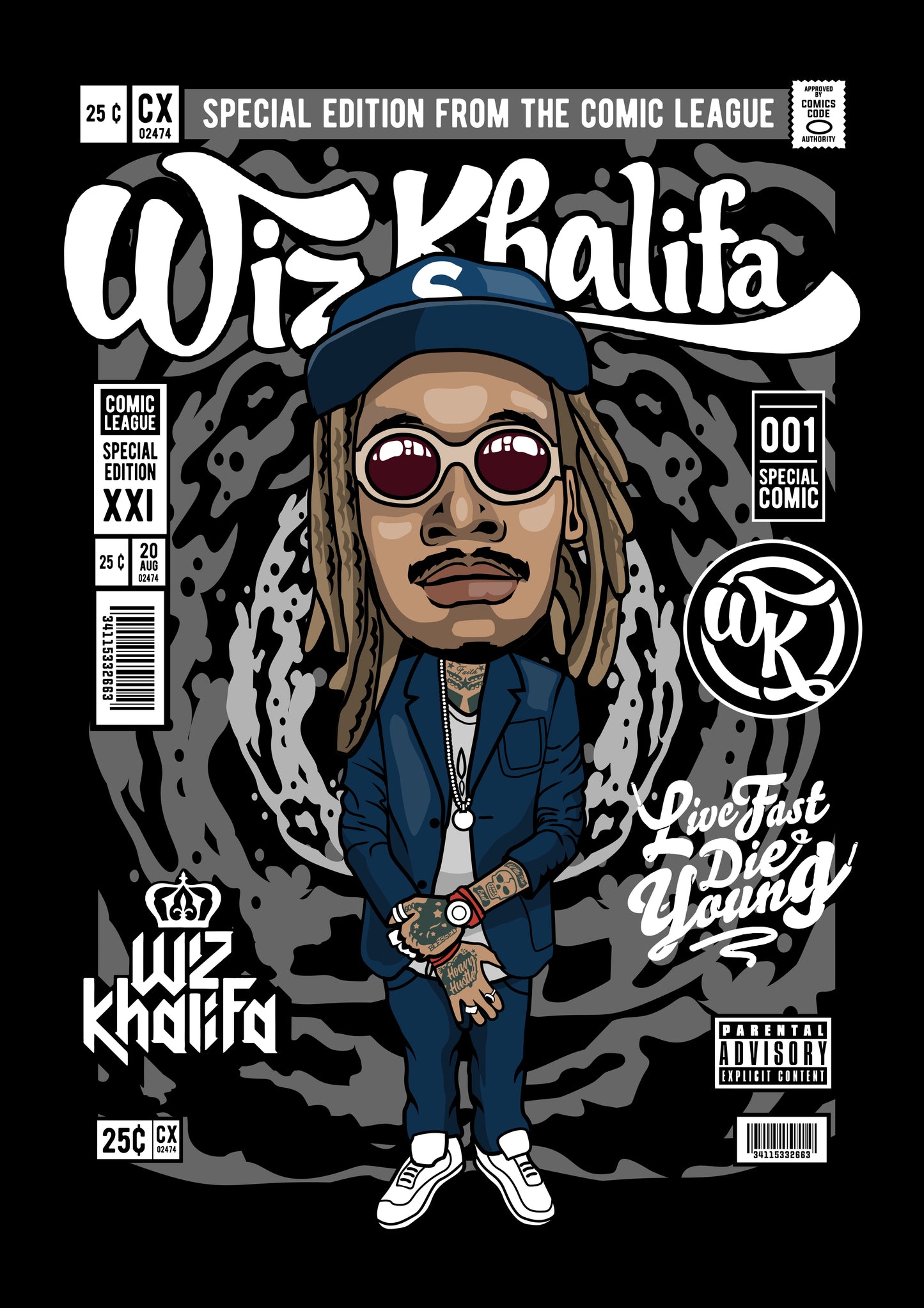 Funko Pop poster with multiple size and finish options. Wiz Khalifa
