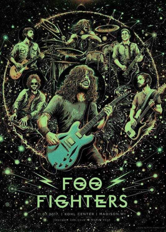 Concert poster with multiple size and finish options. Foo Fighter 2017 Madison Wisconsin