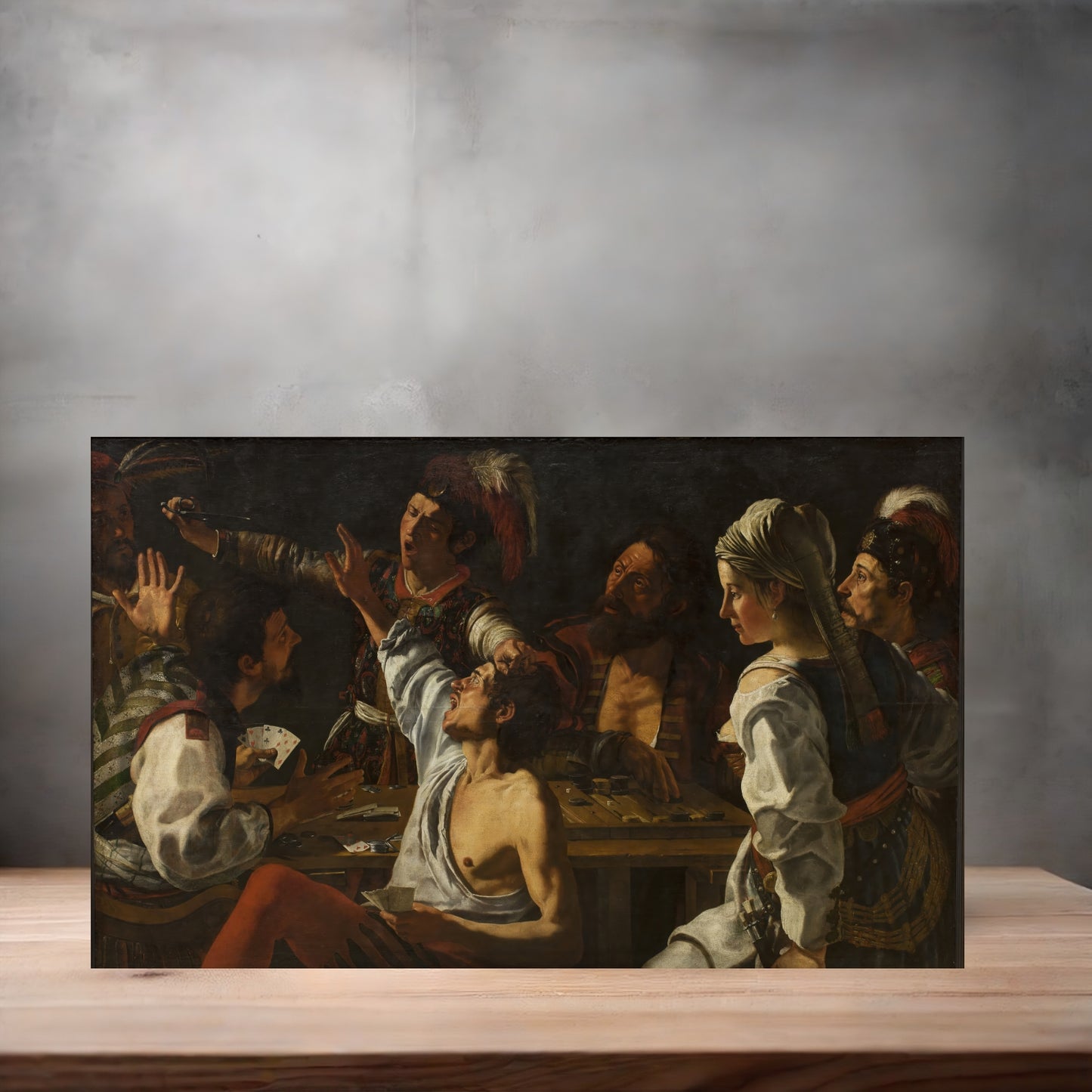Museum painting poster with multiple size and finish options. Theodoor Rombouts, Card and Backgammon Players Fight