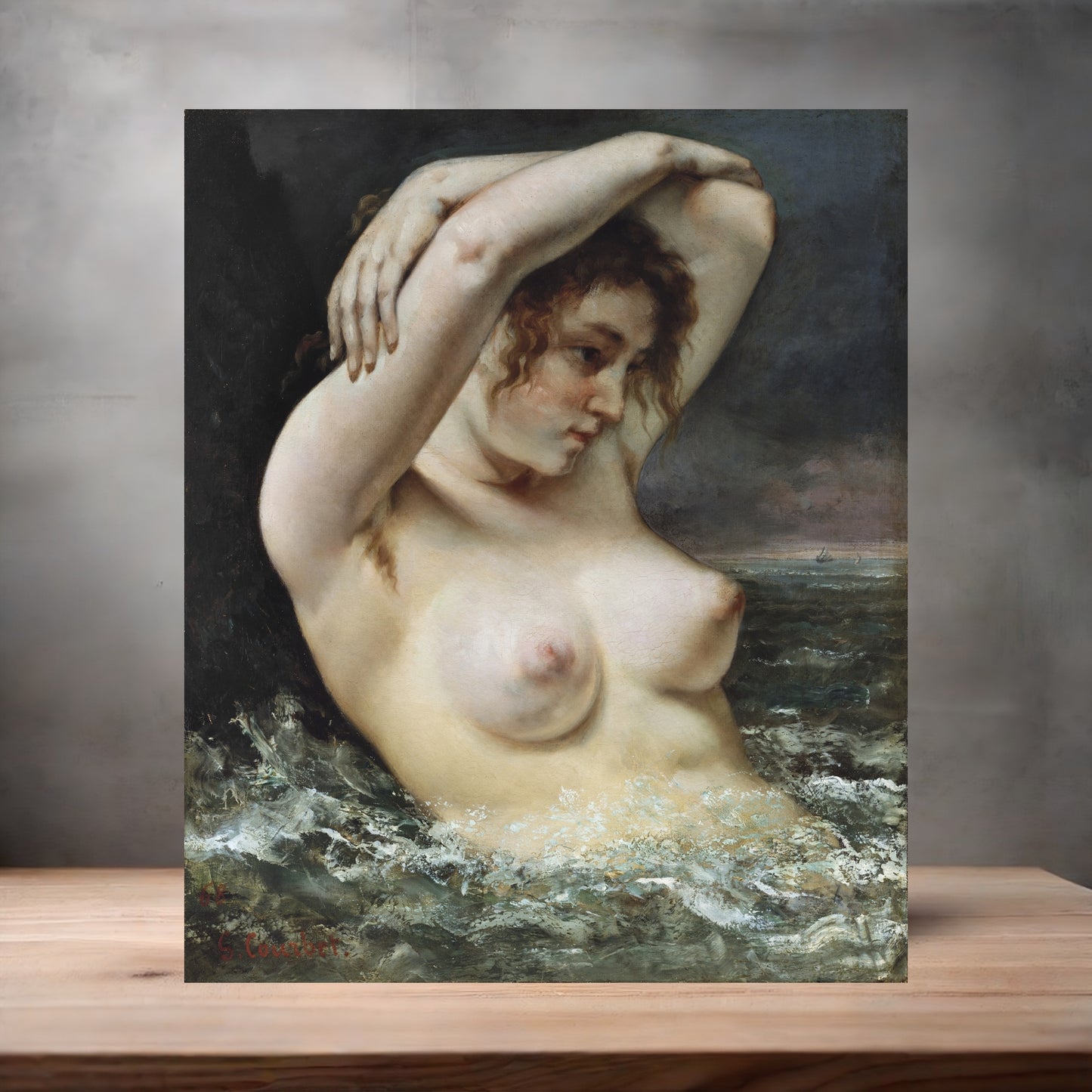 Museum painting poster with multiple size and finish options. Gustave Courbet, the Woman in the Waves