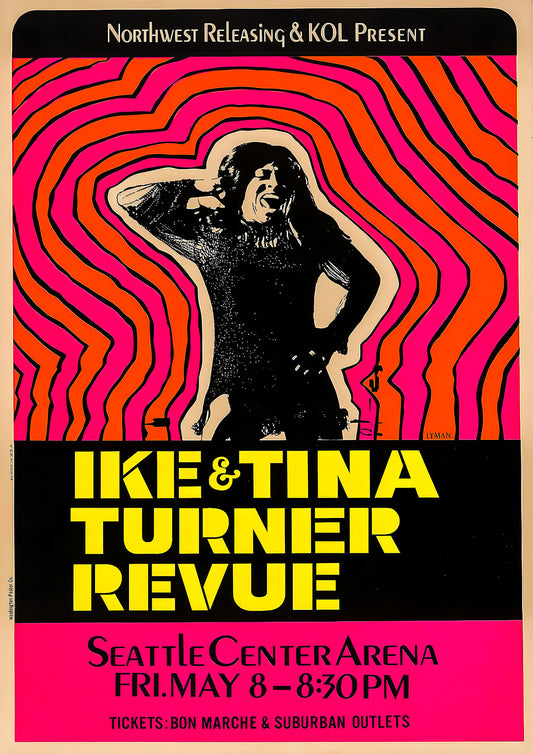 Concert poster with multiple size and finish options. Ike and Tina Turner