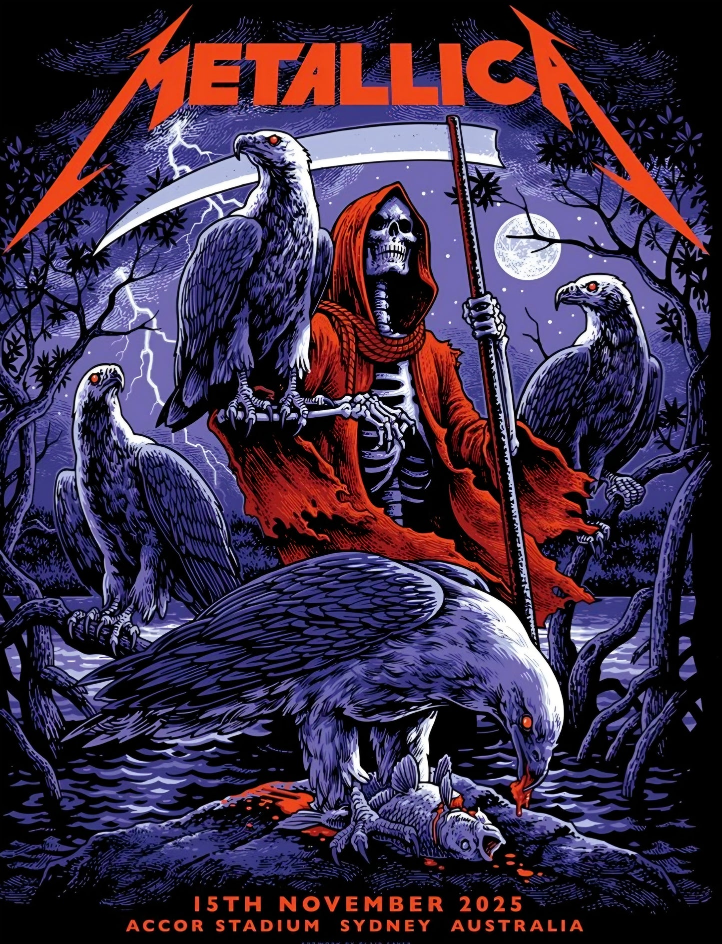 Metallica concert poster with multiple size and finish options. A7
