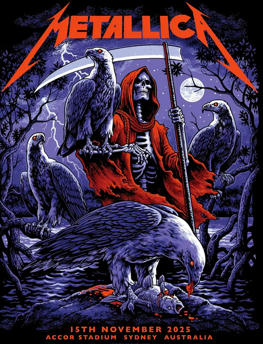 Metallica concert poster with multiple size and finish options. A7