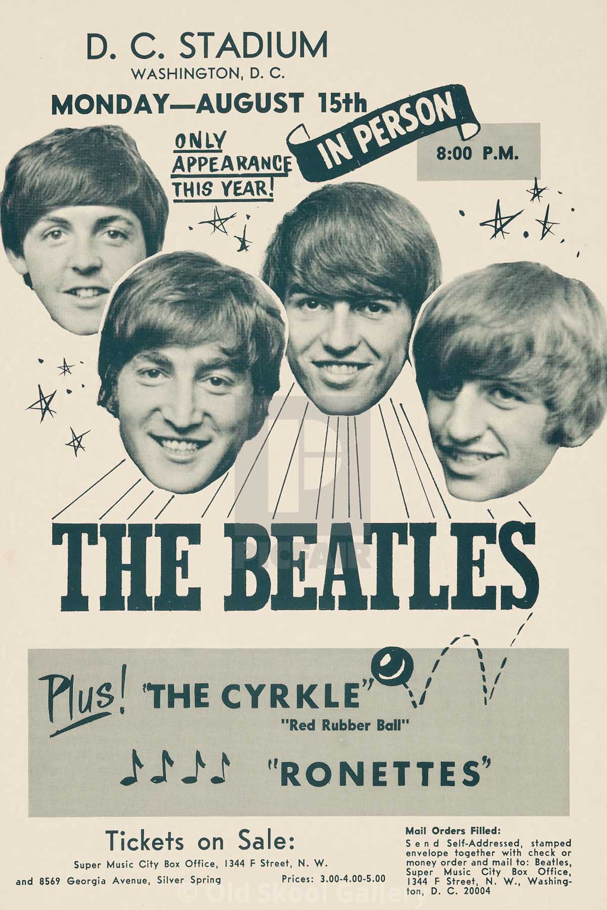 Concert poster with multiple size and finish options. The Beatles Washington D.C.
