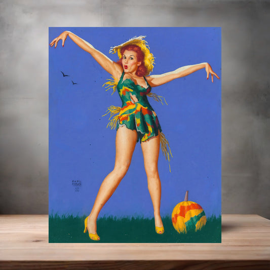 Earl Moran Pin-up girl poster with multiple size and finish options. She's a scary Scarecrow