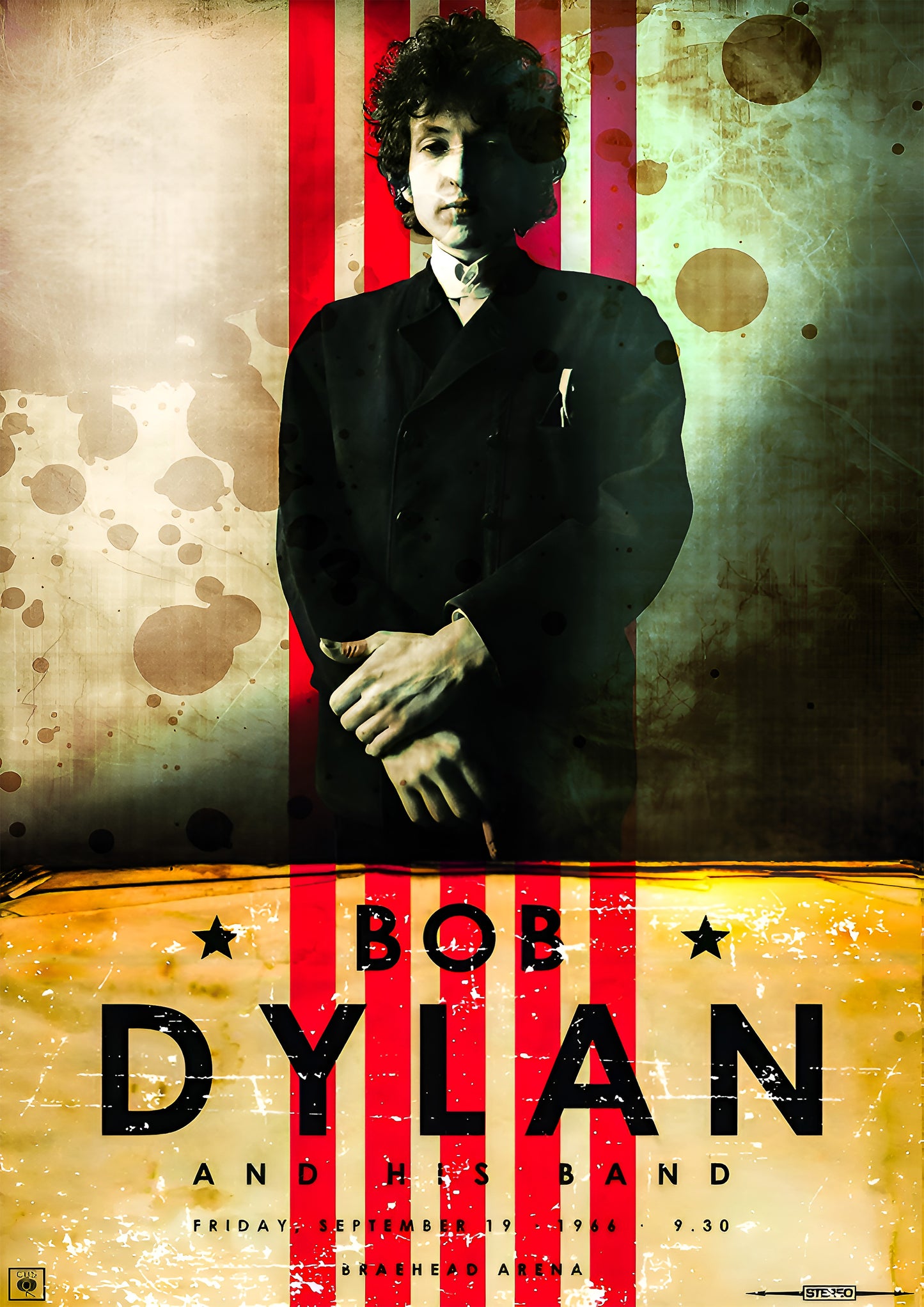 Concert poster with multiple size and finish options. Bob Dylan  Braehead Arena