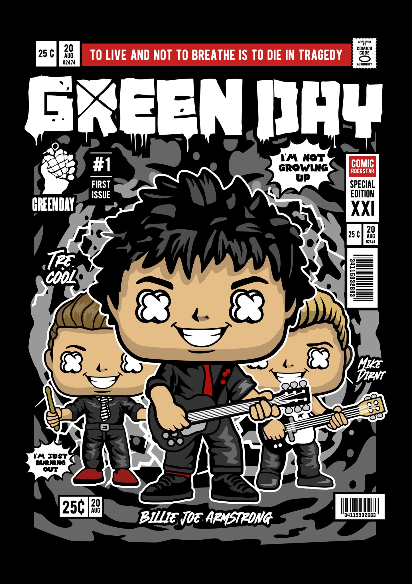 Funko Pop poster with multiple size and finish options. Green Day