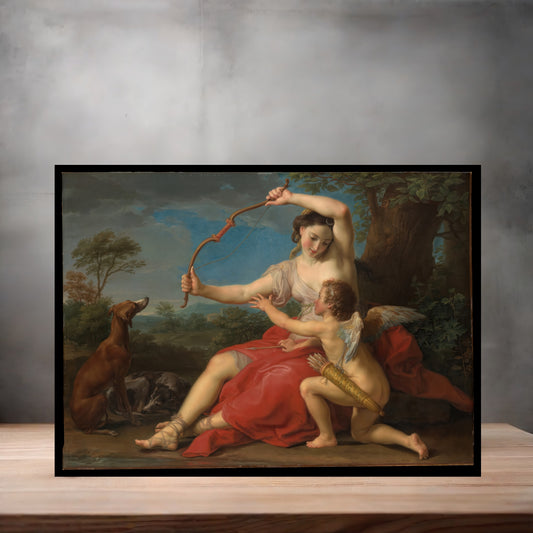 Museum painting poster with multiple size and finish options. Pompeo Batoni, Diana and Cupid