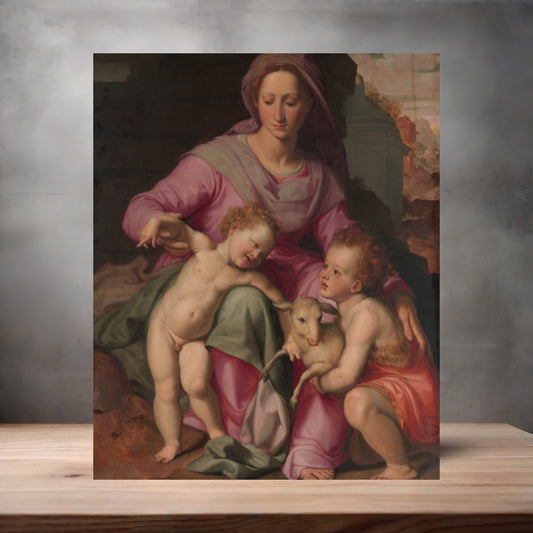 Museum painting poster with multiple size and finish options. Santi Di Tito, Madonna and Child