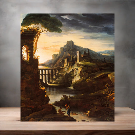 Museum painting poster with multiple size and finish options. Theodore Gericault, Evening: Landscape with an Aqueduct