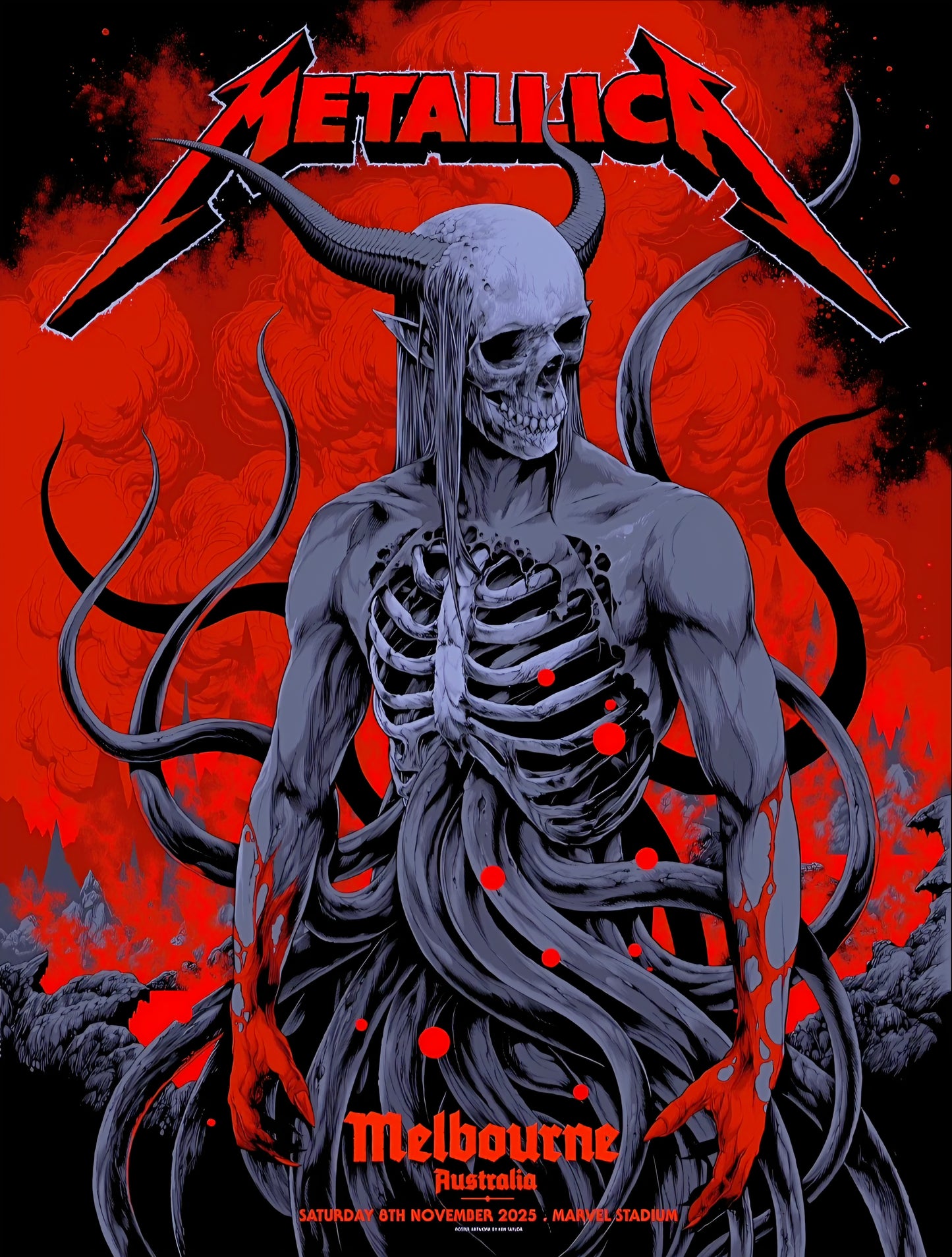 Metallica concert poster with multiple size and finish options. A6