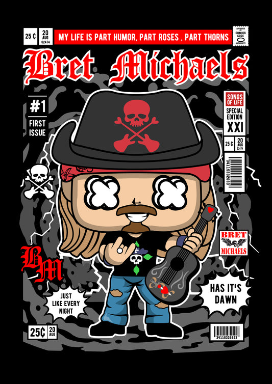 Funko Pop poster with multiple size and finish options. Bret Michaels