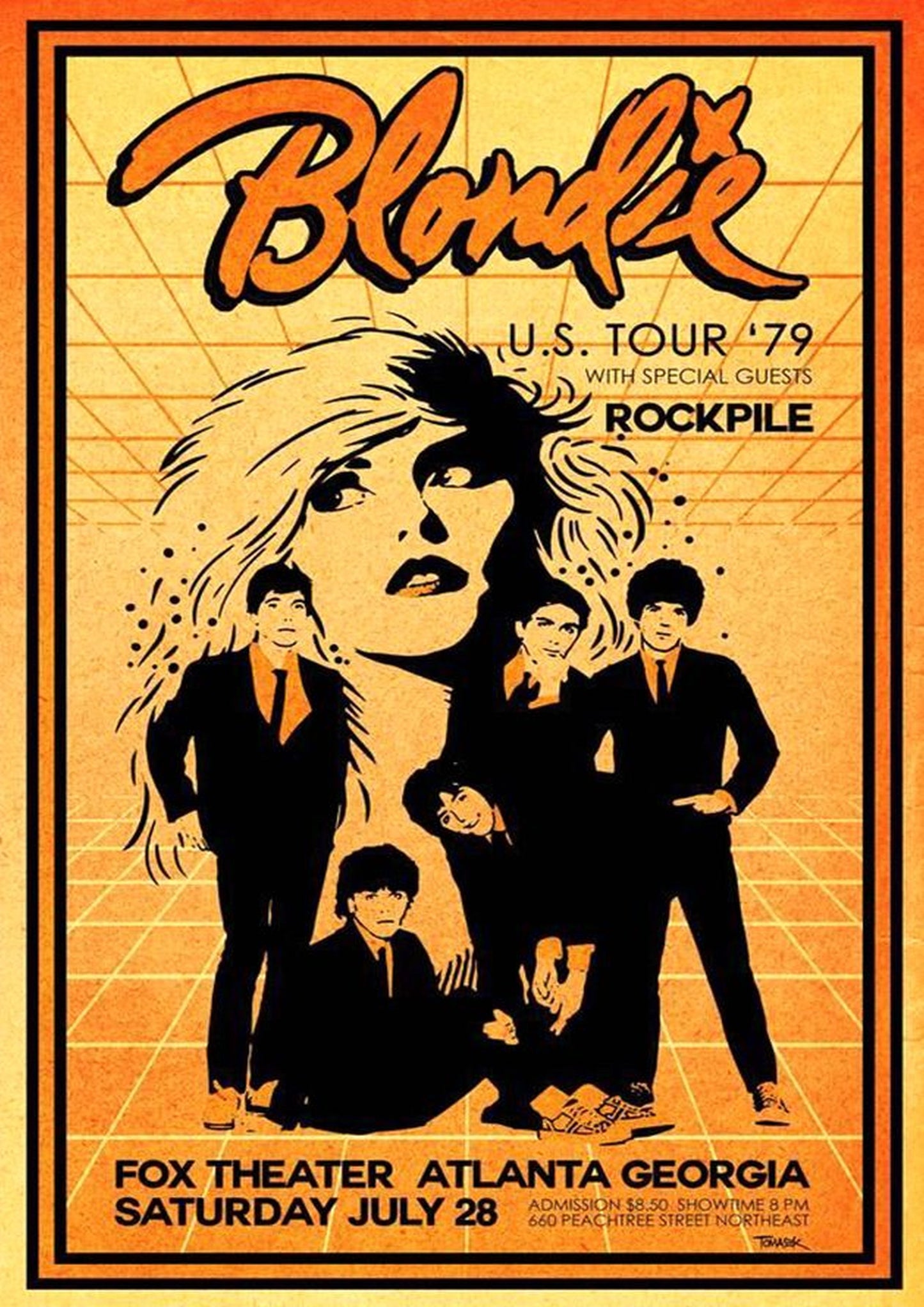 Concert poster with multiple size and finish options. Blondie US Tour