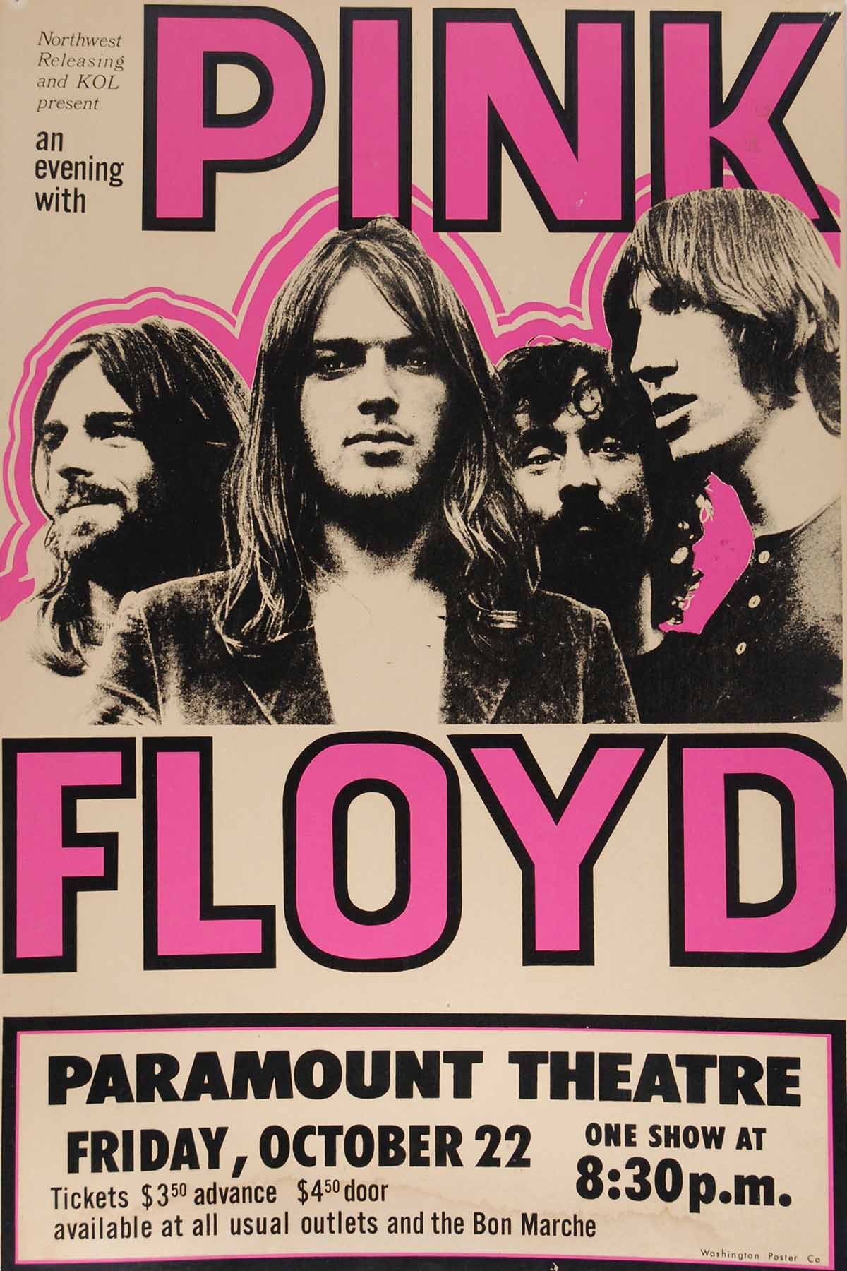 Concert poster with multiple size and finish options. Pink Floyd Paramount Theatre
