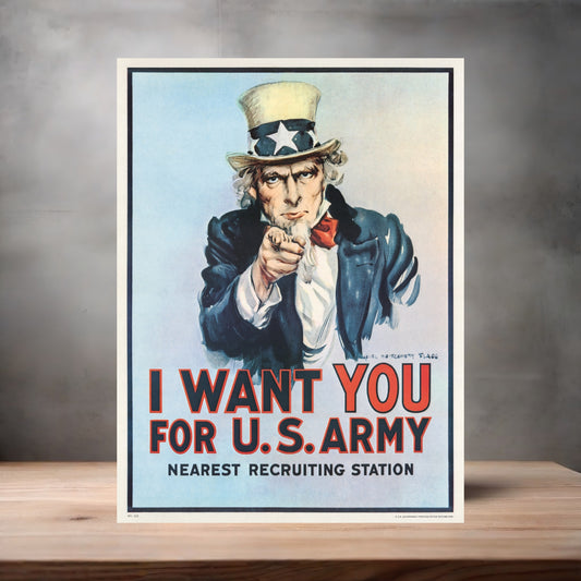 Uncle Sam I Want You for U.S. ARMY poster. Size and finish options