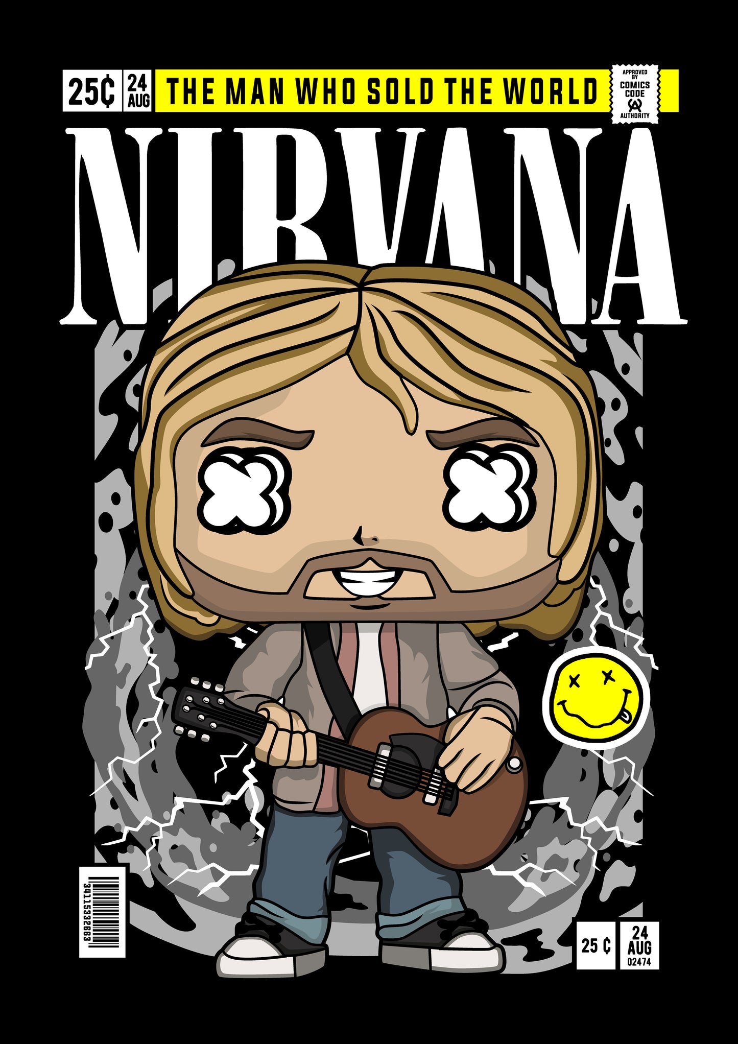 Funko Pop poster with multiple size and finish options. Nirvana
